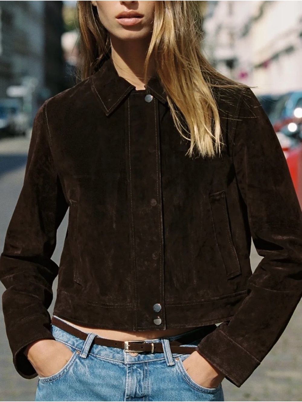 Zara Dark Brown Suede Jacket
